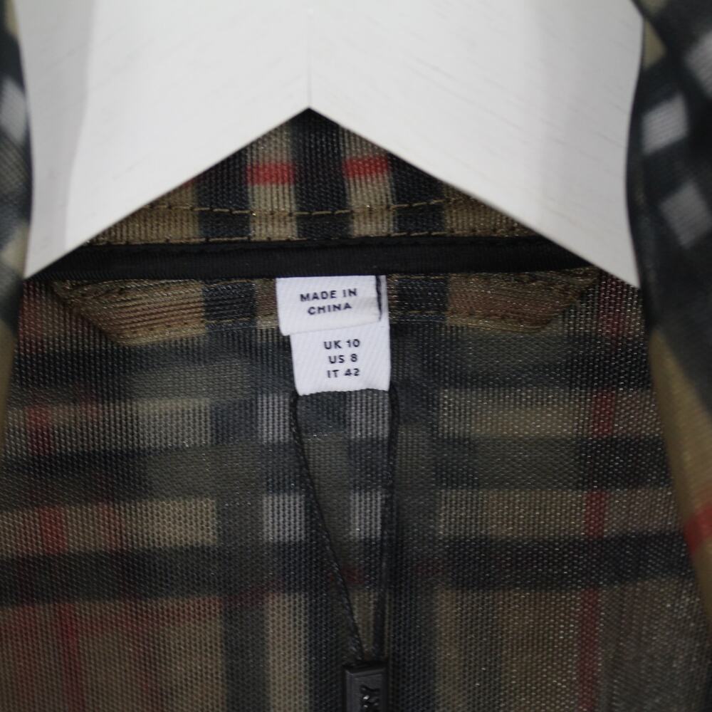 Burberry Nova Check Mesh Plaid Transparent Long Jacket - Picture 14 of 16